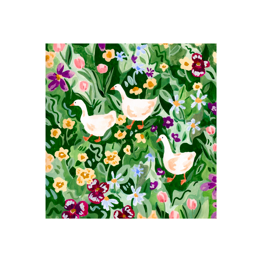 Ducks and Wildflowers Art Print