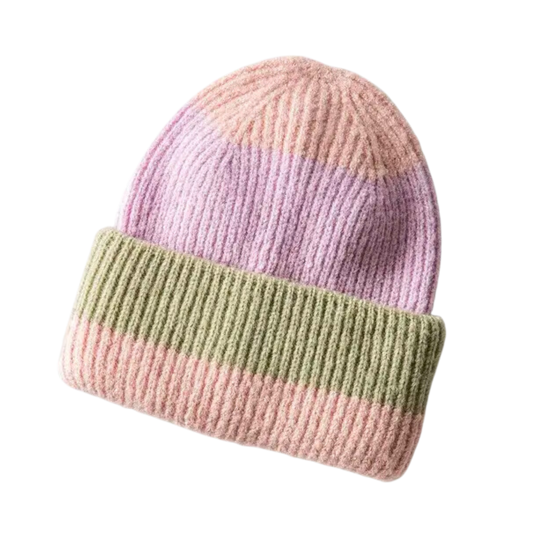 Striped Ribbed Beanie