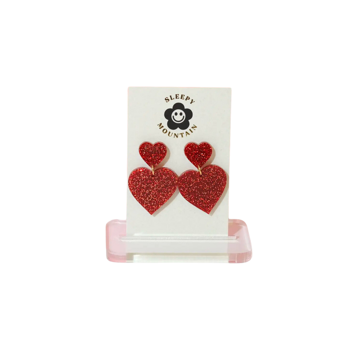 Double Heart Dangle Earrings