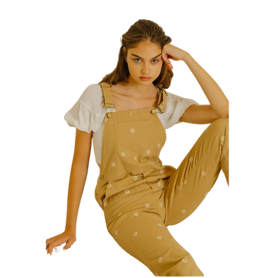 Daisy Embroidered Overalls