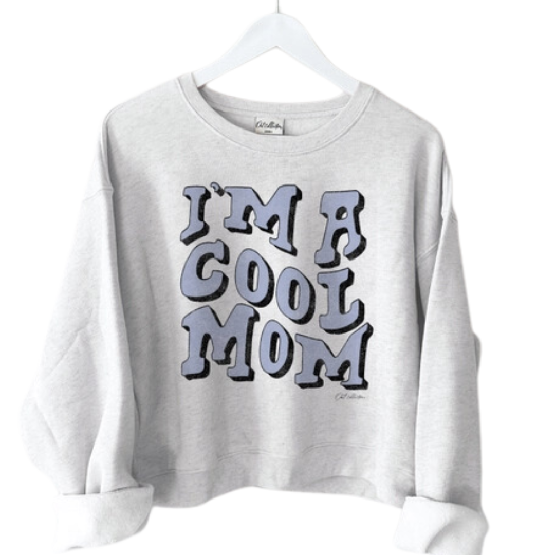 I'm A Cool Mom Mid Graphic Sweatshirt - White Heather