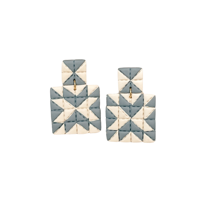 Quilted Style Stud Dangle Earrings
