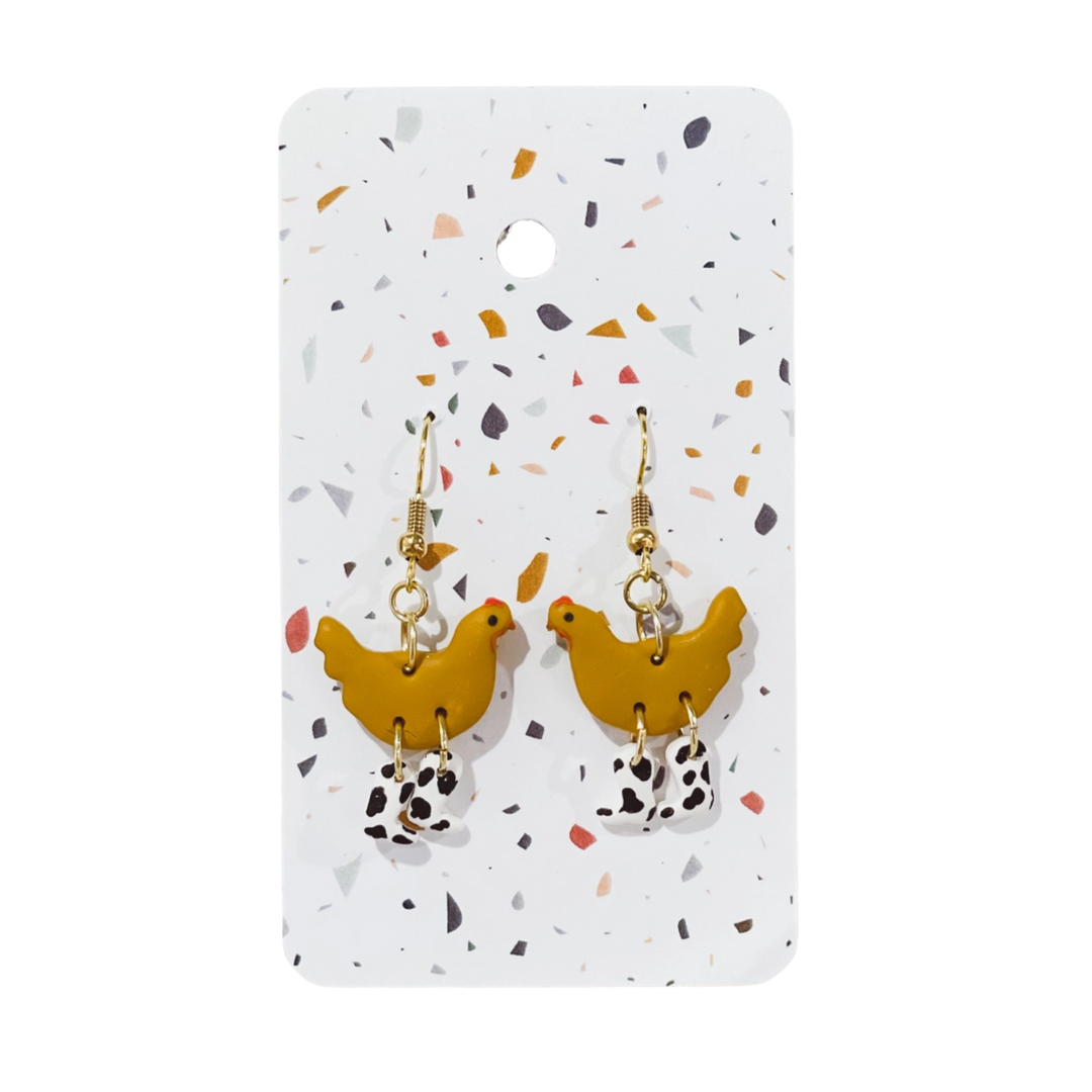 Chickens with Cowboy Boots Earrings