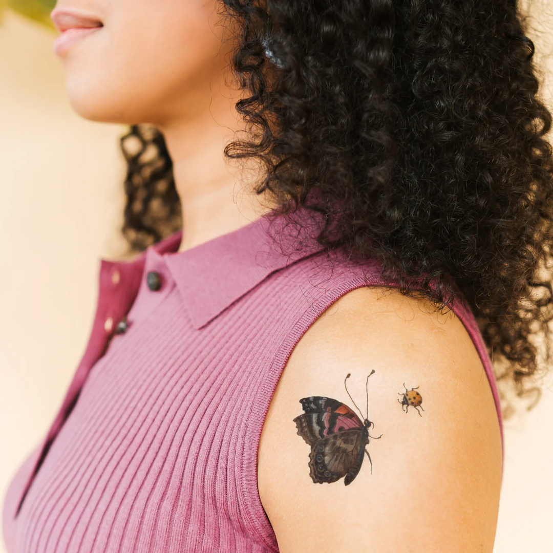 Beetle & Butterfly Tattoo Pair