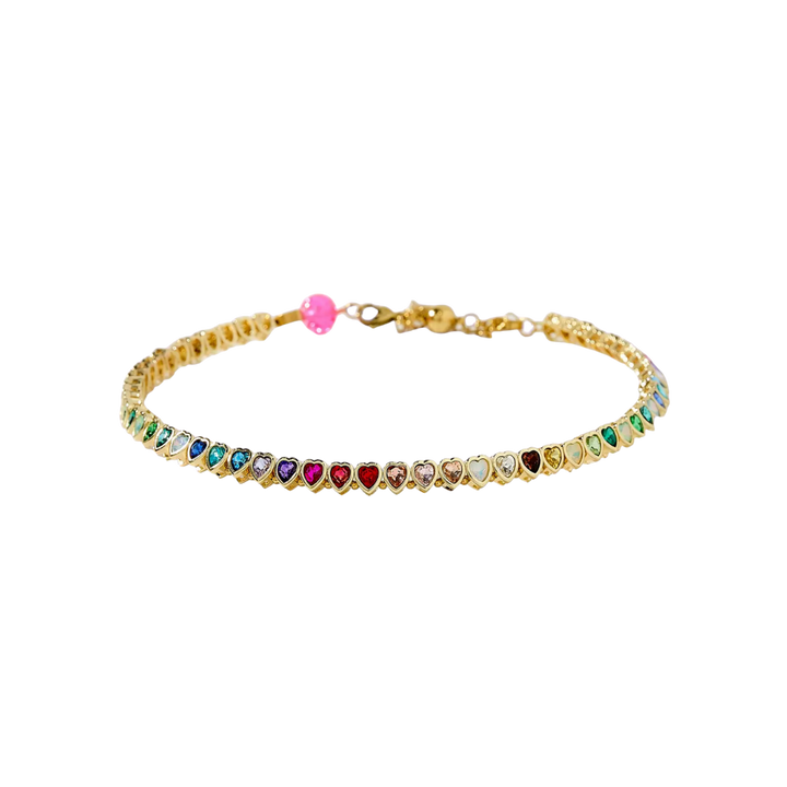 Amore Heart-Shaped Rainbow Stones Choker Necklace