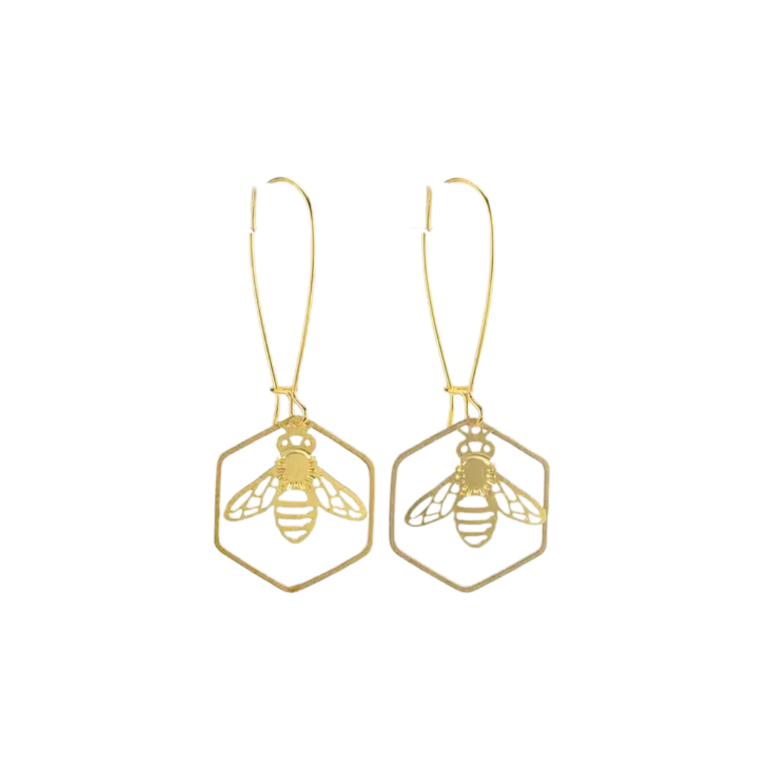 Honeybee & Hexagon Earrings