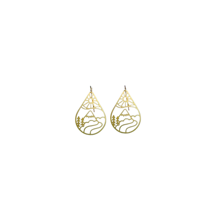 Moon Ocean & Sun Mountain Gold Earrings