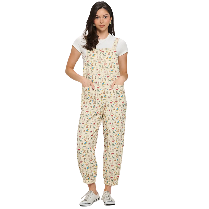 Dogs On Vacation Print Overalls