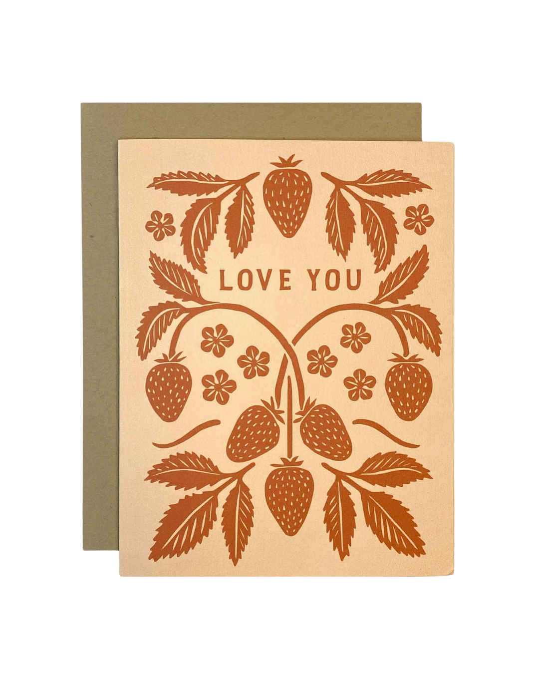 Love You Strawberry Floral Greeting Card