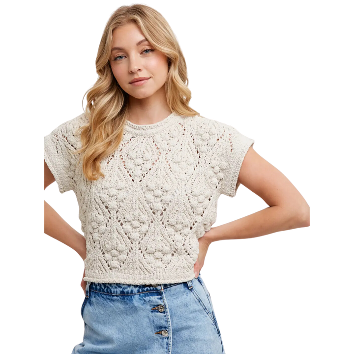 Knit Sweater Short Sleeved Pullover