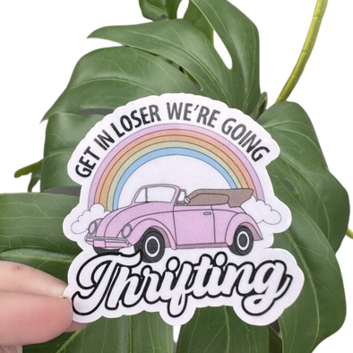 Get in Loser We're Going Thrifting, Pink VW Bug Sticker