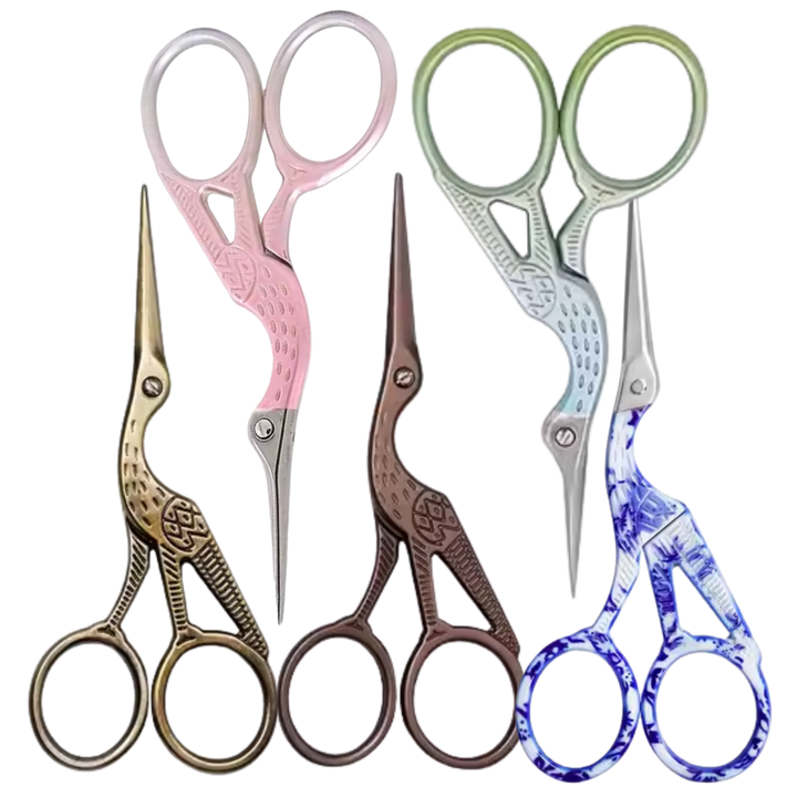 Colorful Vintage Crane Embroidery Scissors