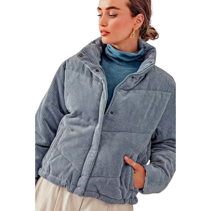 High Neck Corduroy Puffer Jacket