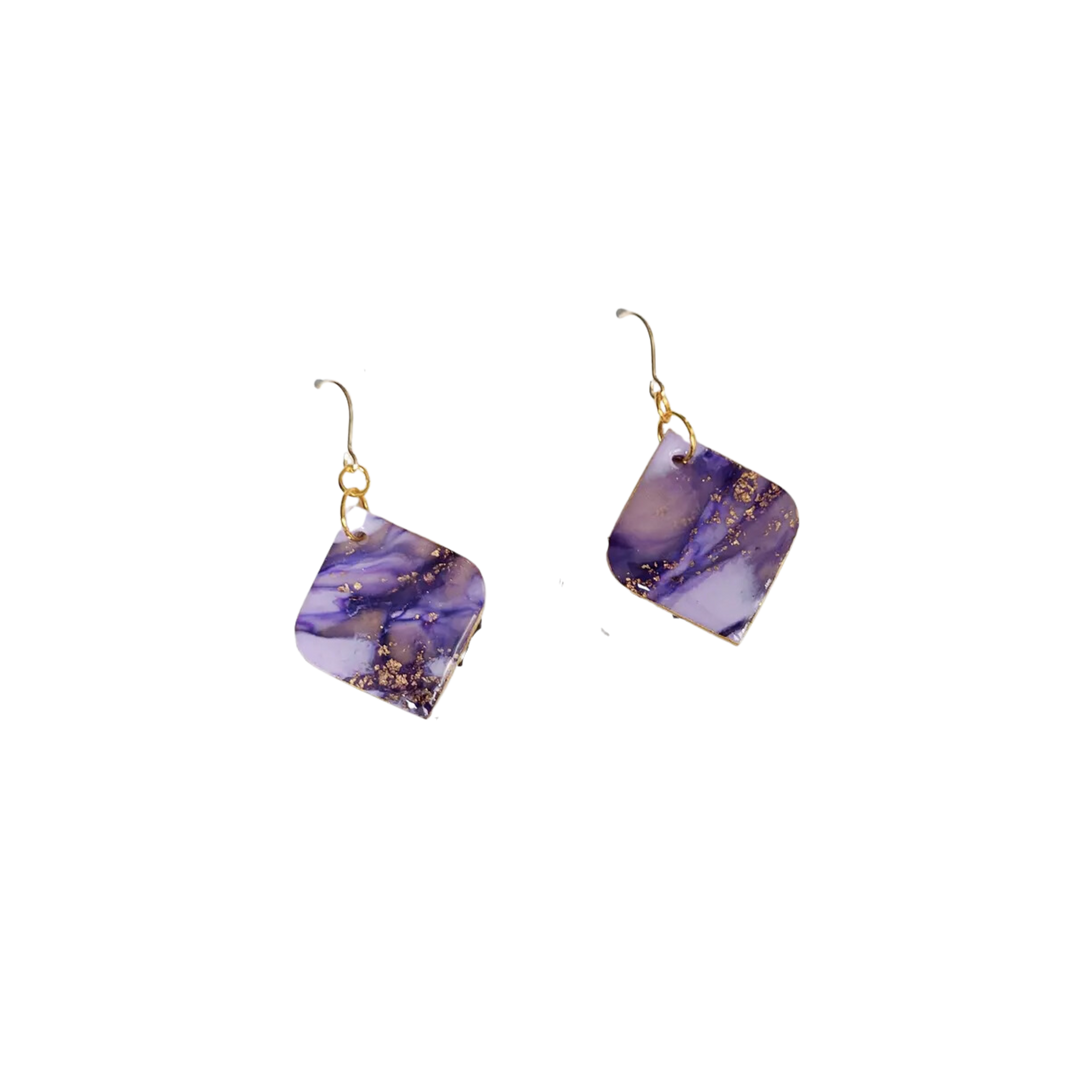 Faux Amethyst Diamond Dangles