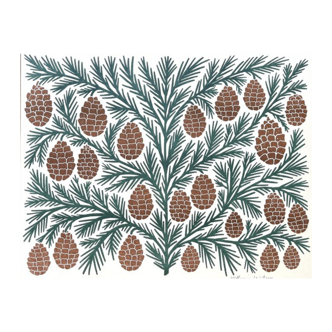 Holiday Garden Series: Pinecone Risograph Art Print