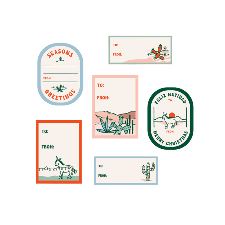 Gift Tag Stickers: Retro Cactus