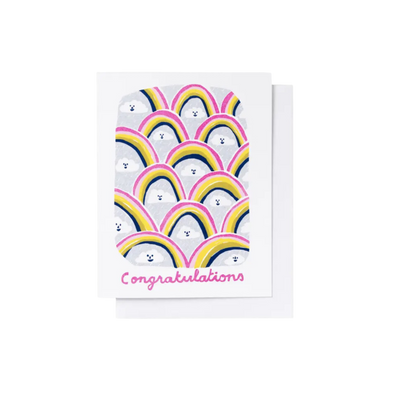 Congratulations Clouds Risograph Card - Graduation Card