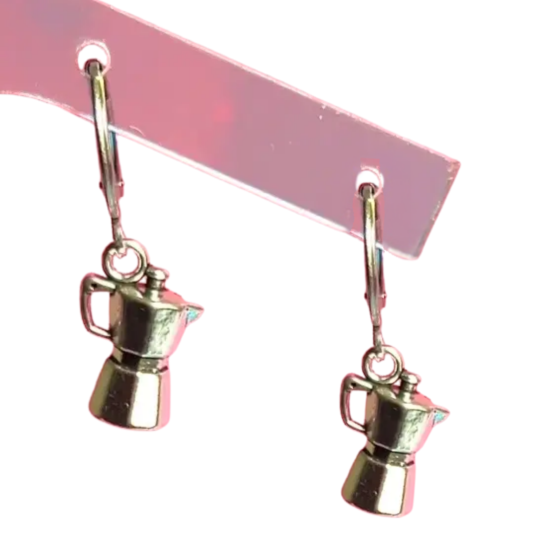 Silver Moka Pot Hoop Earrings
