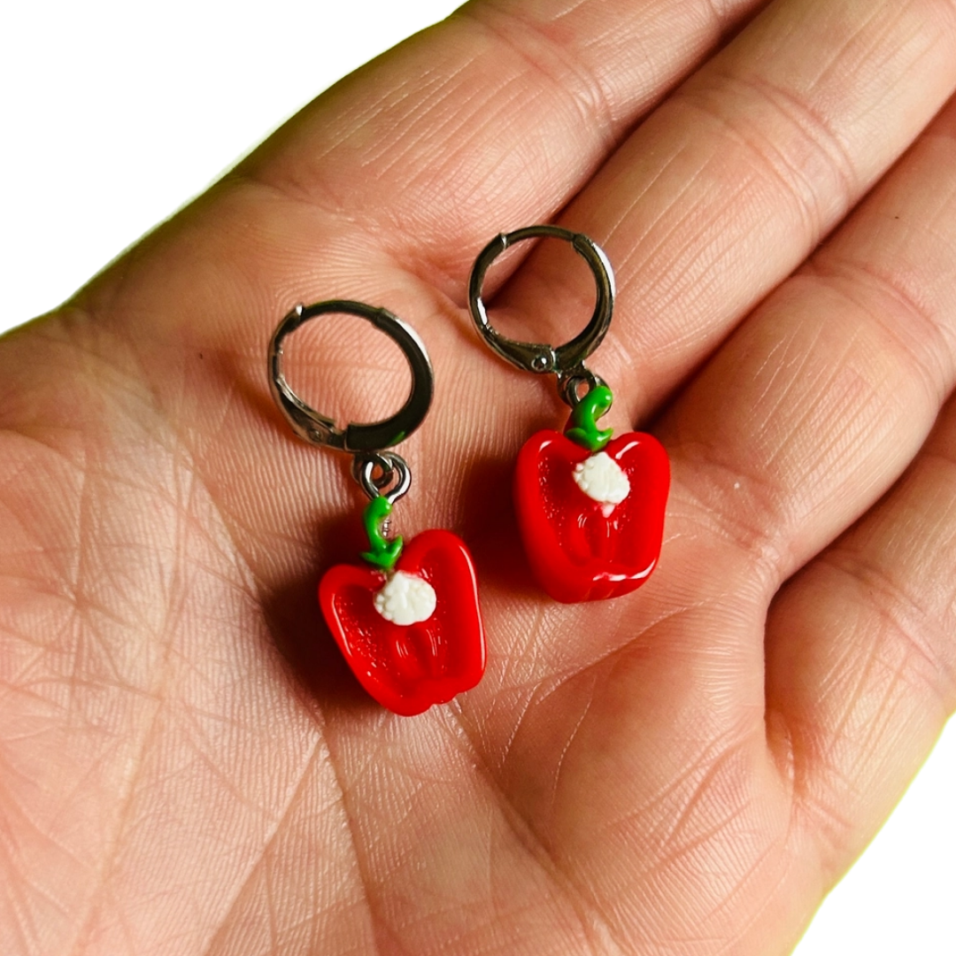 Red Pepper Hoop Earrings