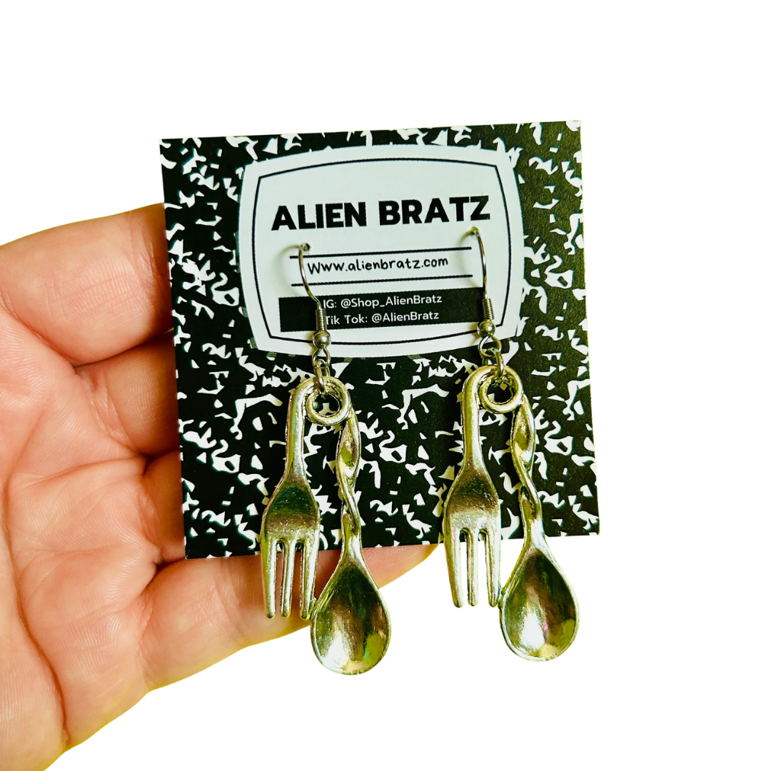 Fork and Spoon Silverware Earrings