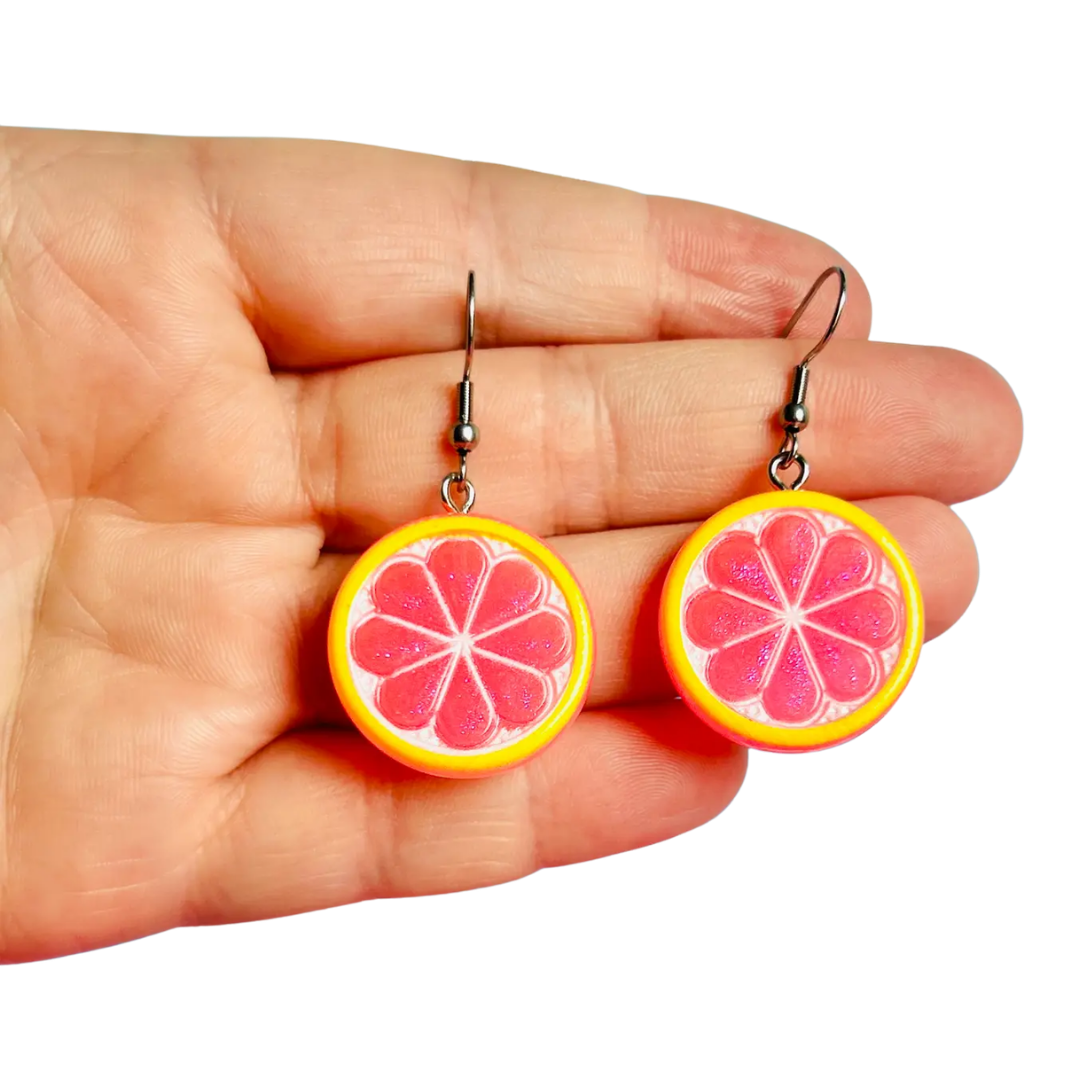 Glittery Grapefruit Earrings