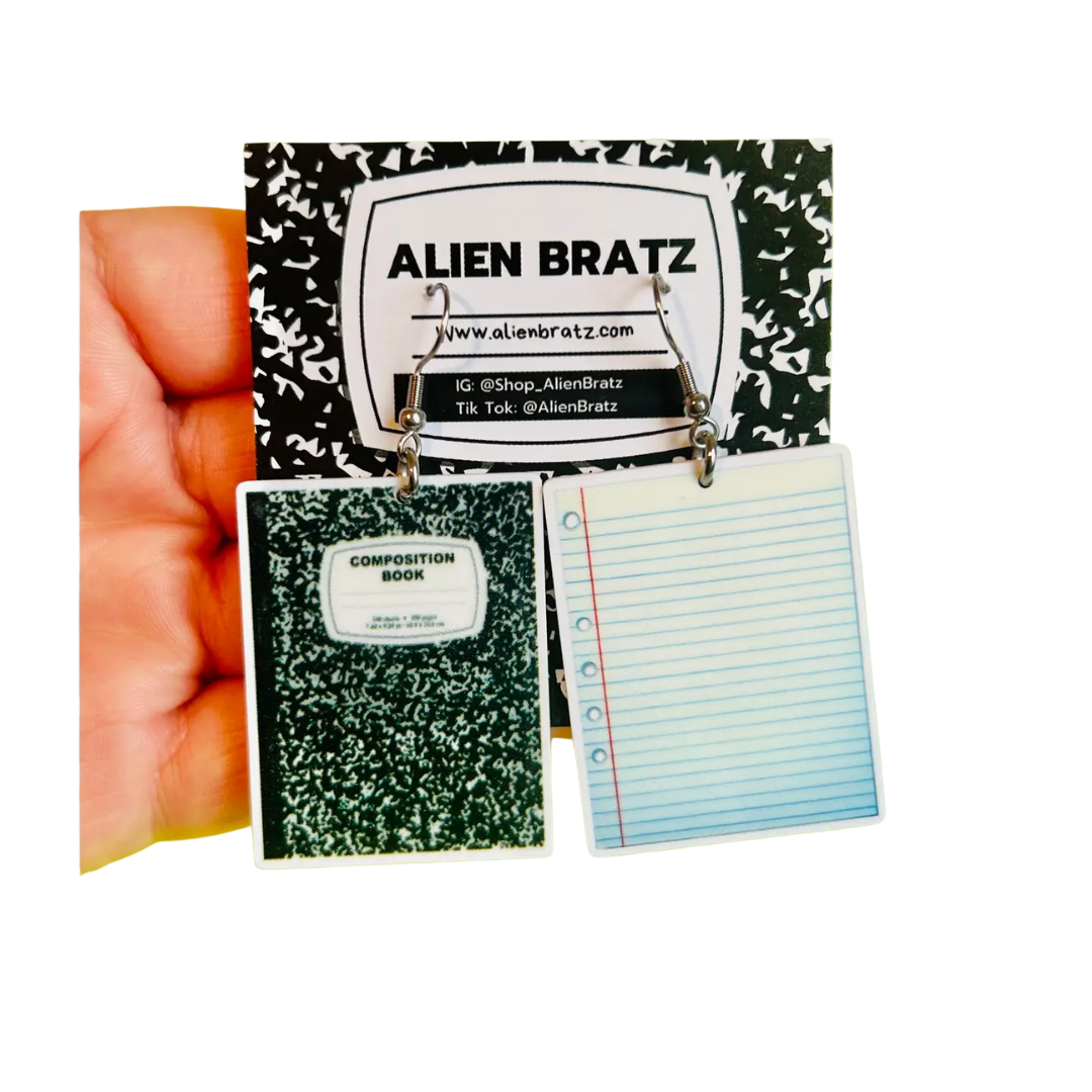 Notebook Earrings (mismatched)