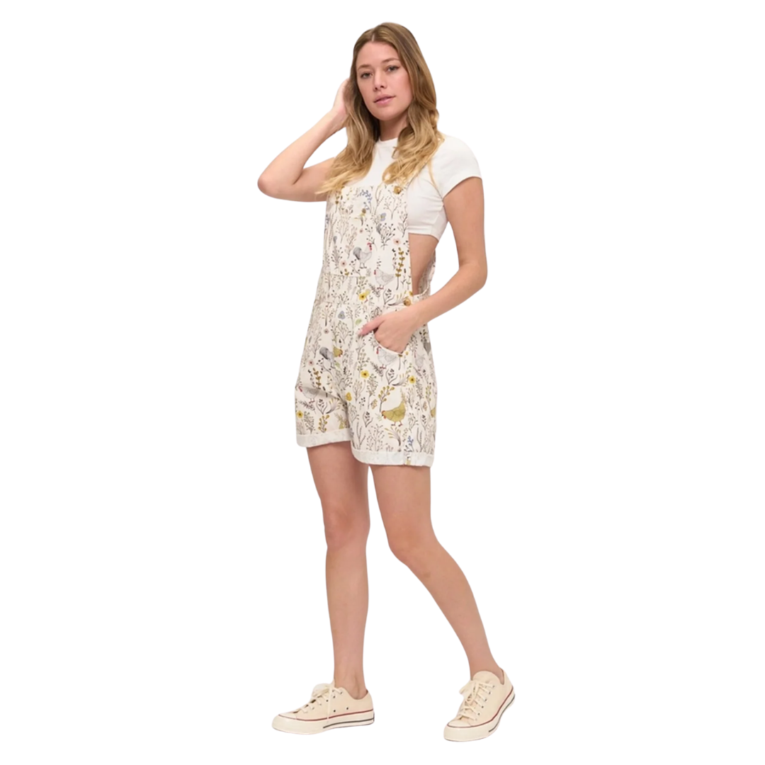Rooster & Floral Shortalls