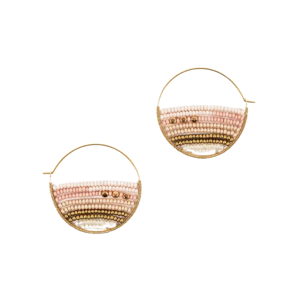 Layered Stripes Bead Hoop Earrings