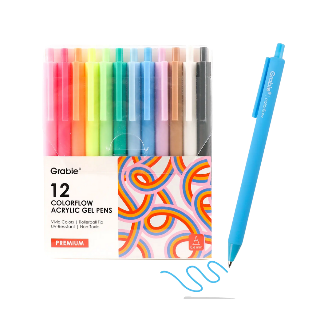 Retractable Colorflow Acrylic Gel Pen Set of 12