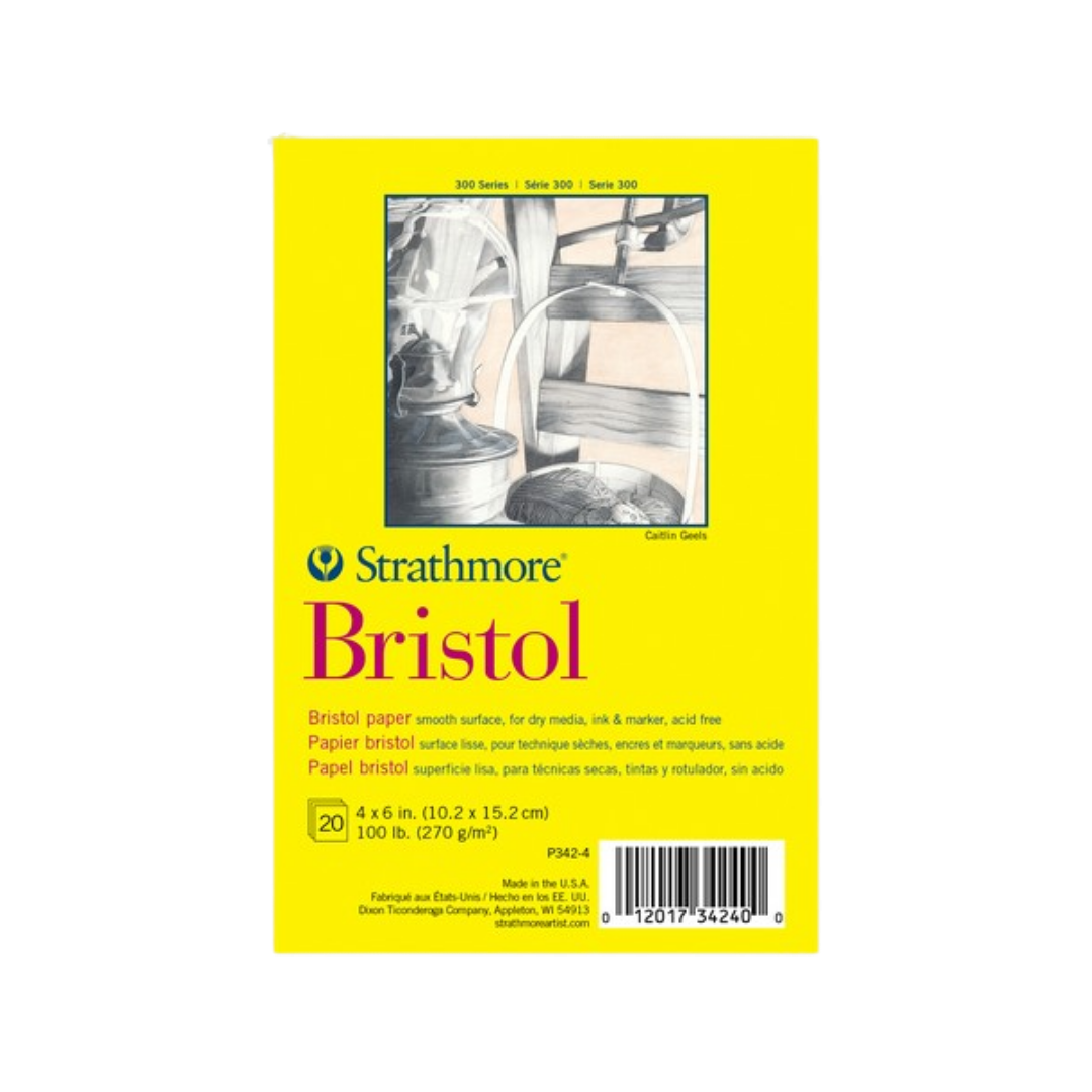 Strathmore Bristol Smooth Board Tape Top Pad — 100 lb, 4" × 6" (20 Sheets)