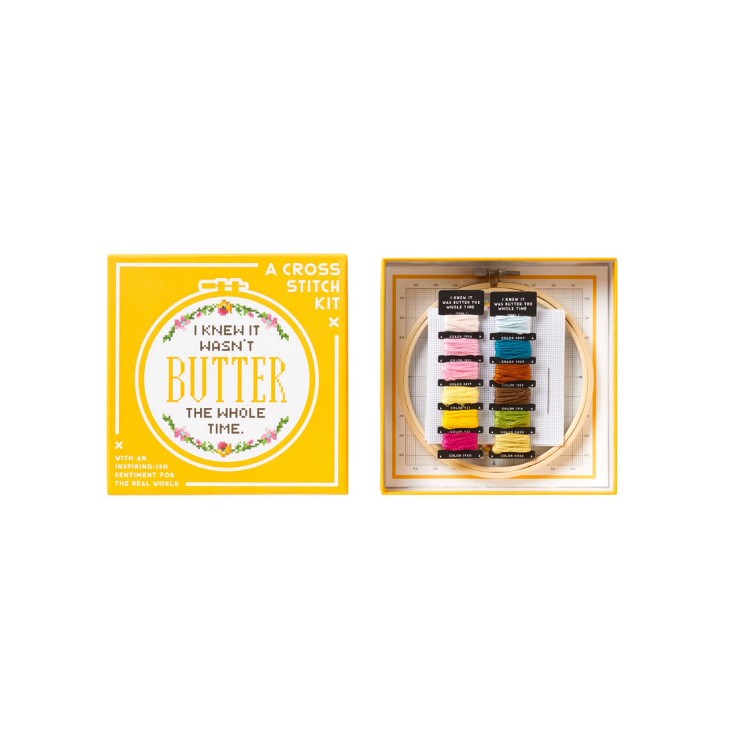 Brass Monkey I Knew It Wasn't Butter Cross Stitch Kit