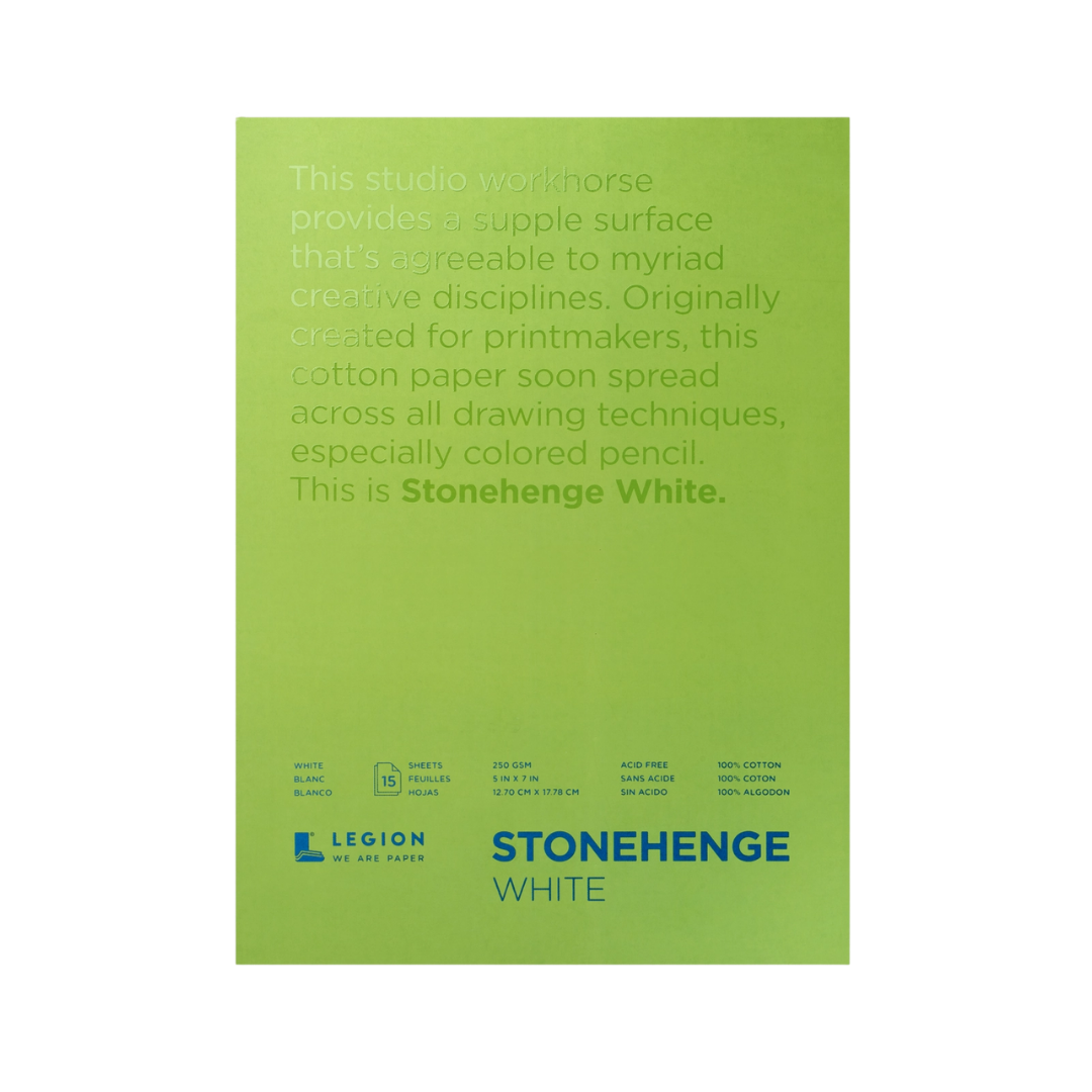 Stonehenge White Paper Pad — For Colored Pencil & Mixed Media (5″ × 7″)
