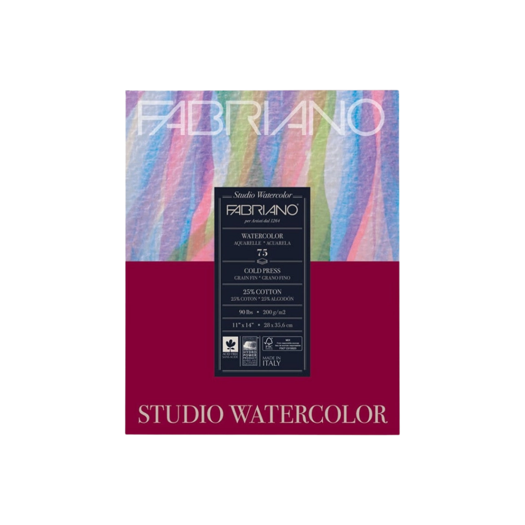 Fabriano Studio Watercolor Pad — 11″ × 14″ (90 lb, 75 Sheets)