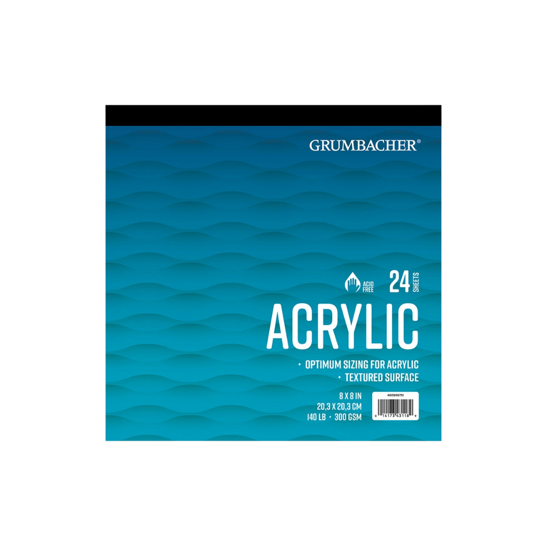 Grumbacher Acrylic Pad — 8″ × 8″ (Tape-Bound)