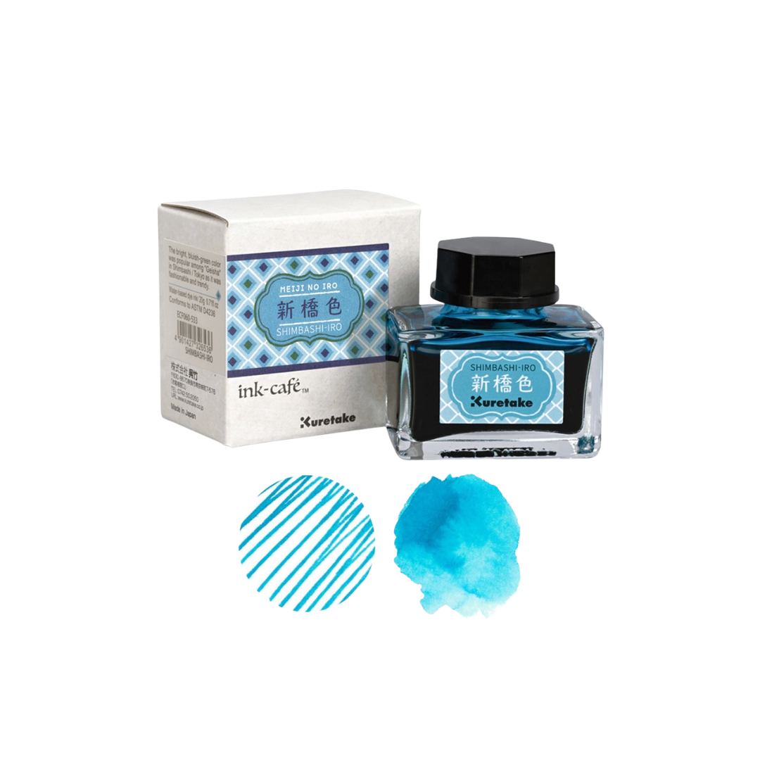 Kuretake® Ink-Cafe Meiji No Iro Ink — Shimbashi Cerulean (0.7 fl oz)