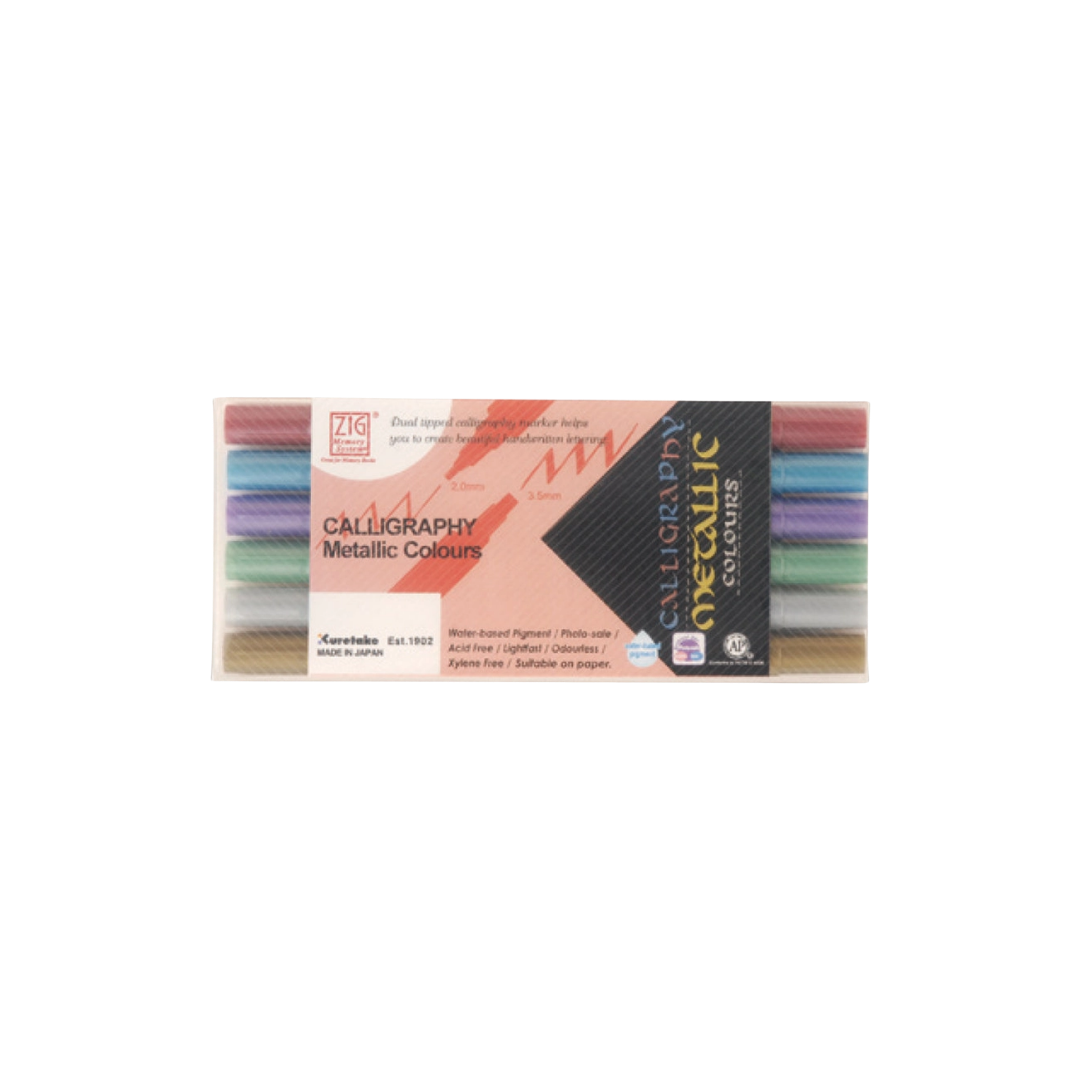 Zig® Calligraphy Pens — Metallic 6-Piece Set