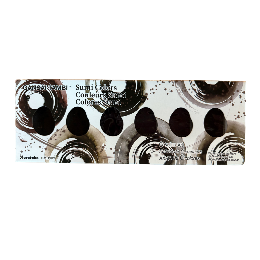 Kuretake® Gansai Tambi Watercolor Pans — Sumi Ink 6-Color Set