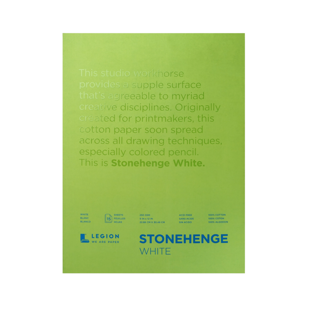 Stonehenge White Paper Pad – For Colored Pencil & Mixed Media (9 × 12 in)