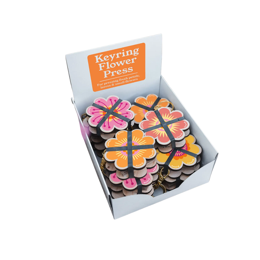 Keyring Flower Press - Assorted Oranges & Pinks