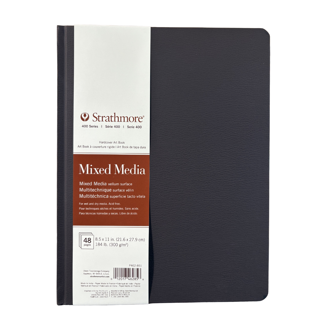 Strathmore BK 400 Mixed Media Pad – 8.5″×11″ Hard Cover (24 Sheets)