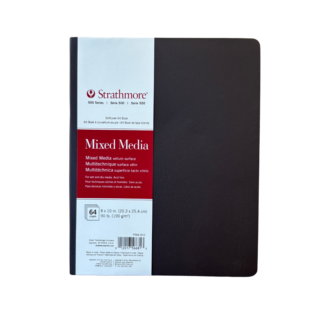 Strathmore BK 500 Mixed Media Pad – 8″×10″ Spiral-Bound (32 Sheets)