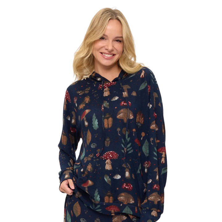 Mushrooms and Bugs Print Tunic Hoodie