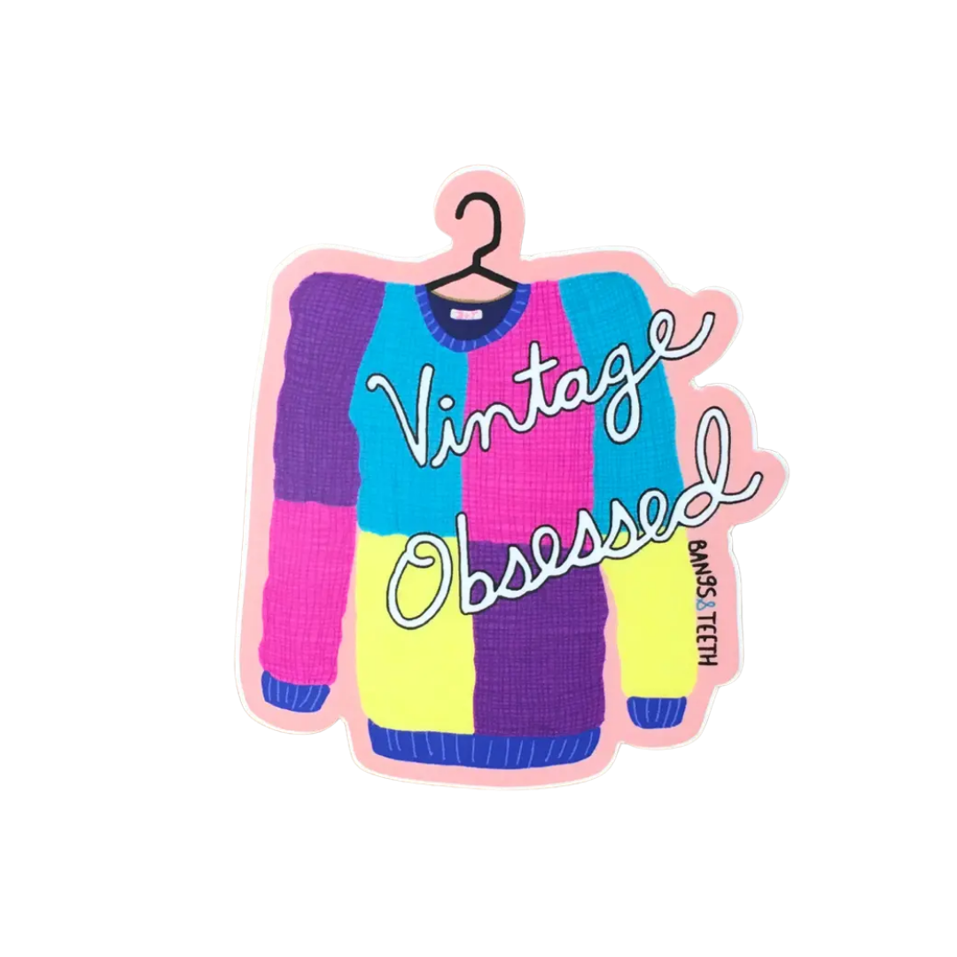 Vintage Obsessed Funny Vinyl Sticker