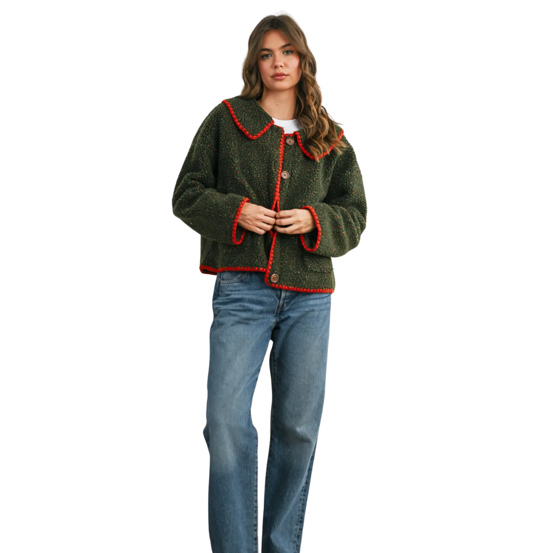 Buttoned Fleece Puffer Jacket