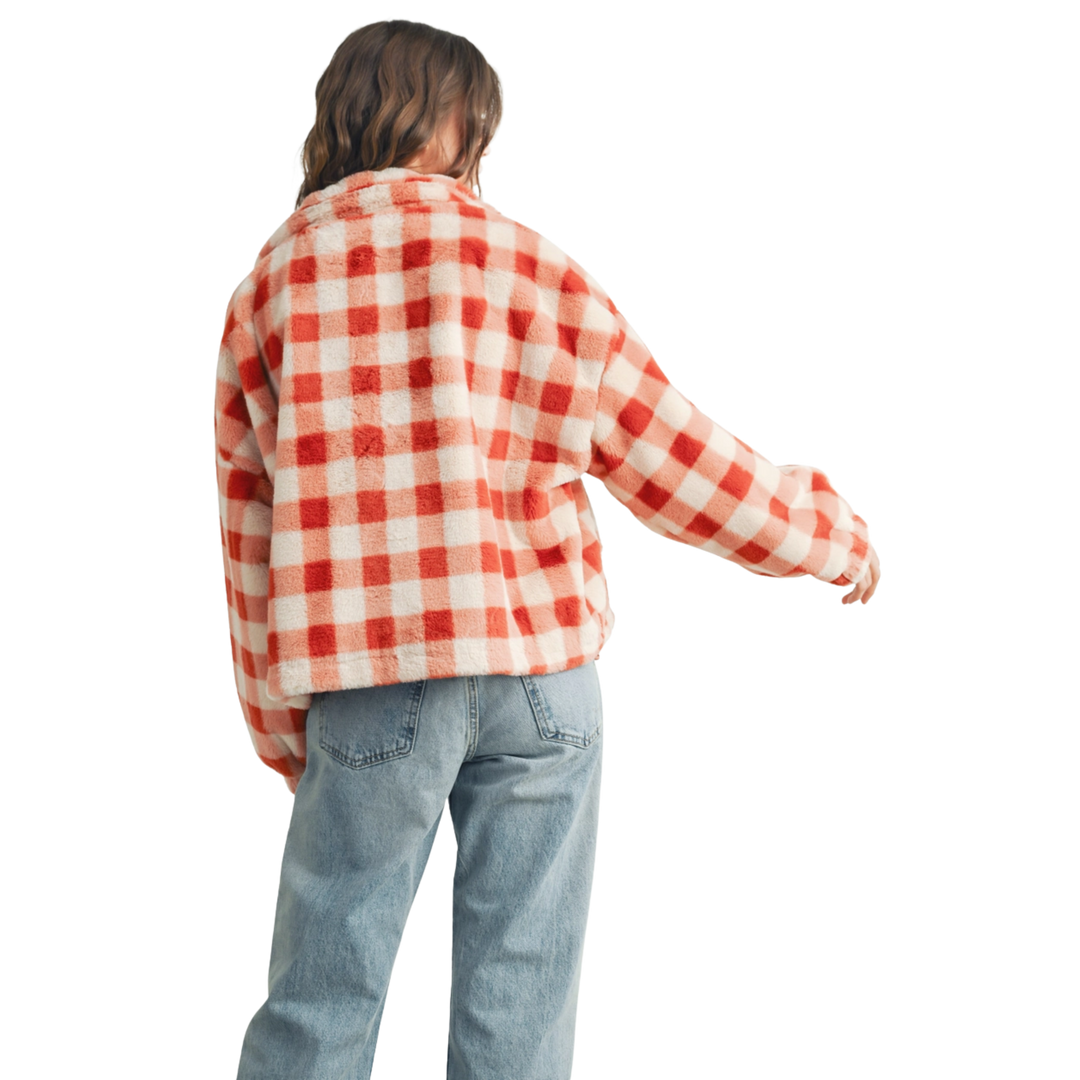 Drop Shoulder Plaid Jacket