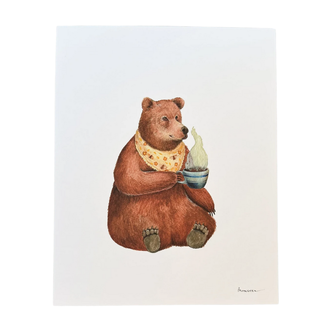 Critters and Cups: Billy Bear - 8"x10" Print