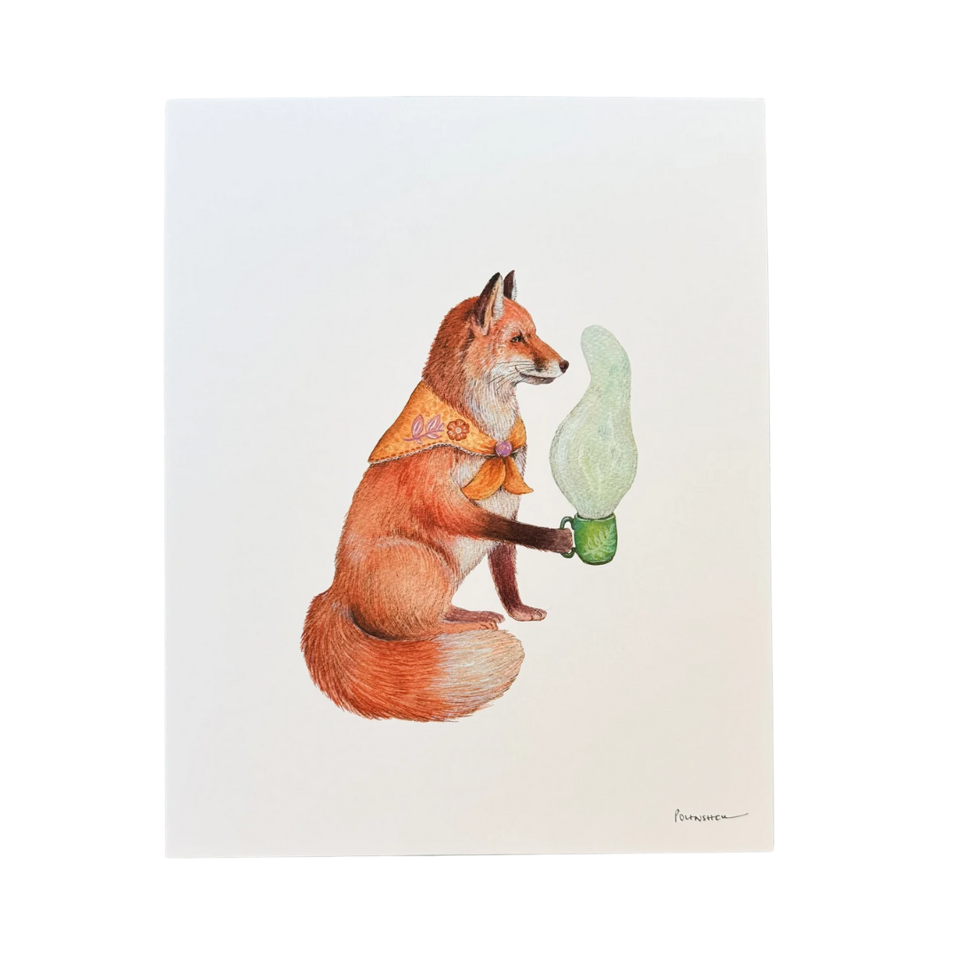 Critters and Cups: Felix Fox - 8"x10" Print