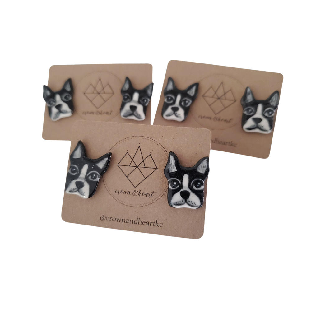 Boston Terrier Stud Earrings