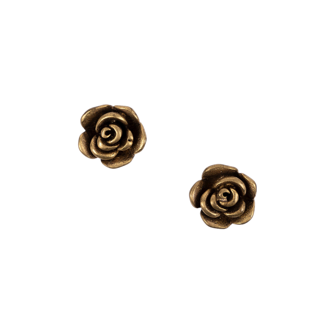 Brass Rose Post Earrings