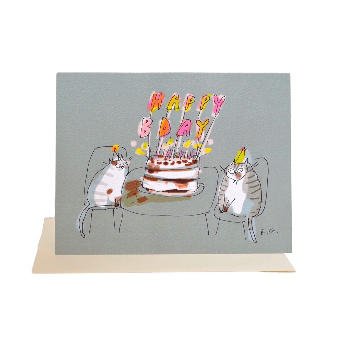 Birthday Candles Cat Card